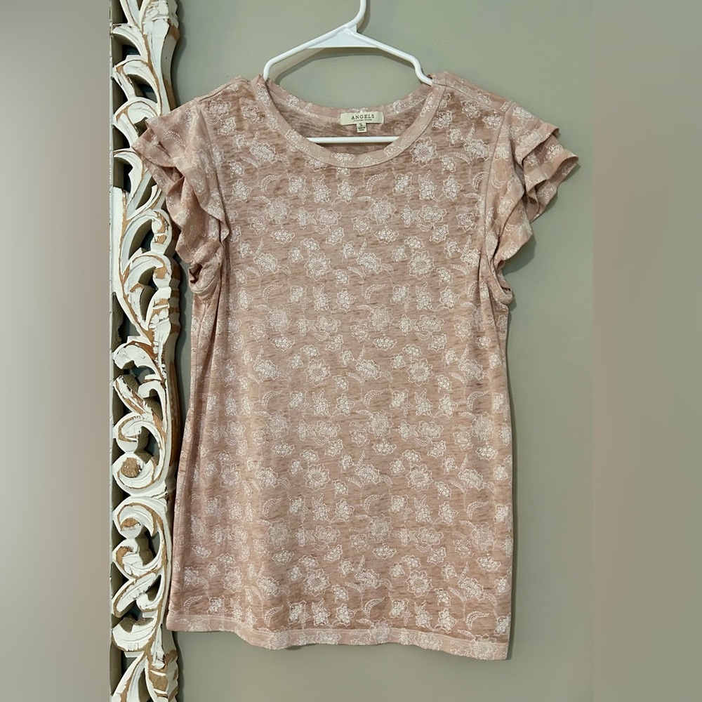 Angels pink floral cap sleeve top